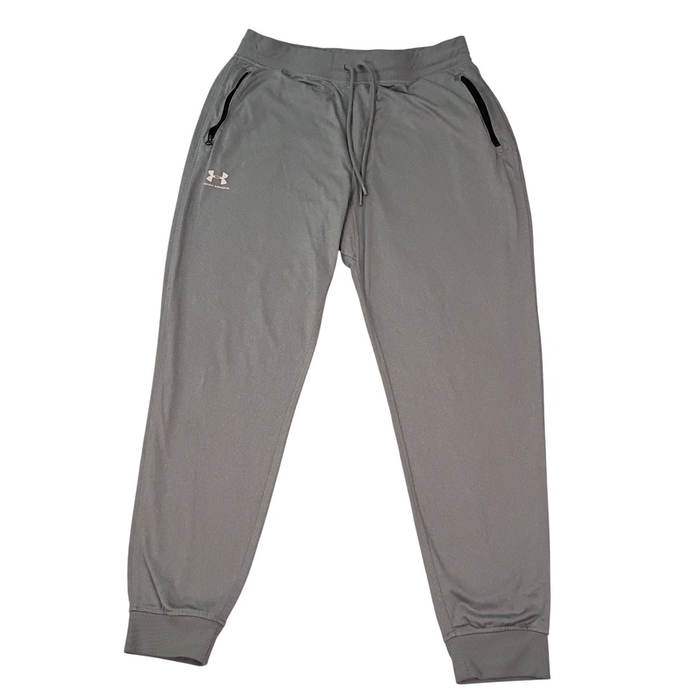 Under Armour Mens XL Gray Loose Fit Joggers Athletic Sweatpants Zipper Pockets